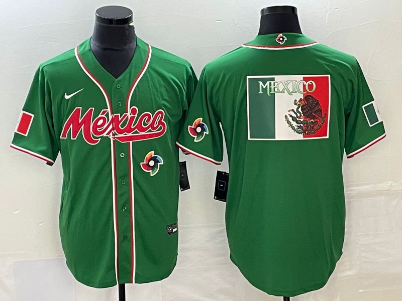 Men 2023 World Cub Mexico Blank Green Nike MLB Jersey7